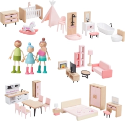 Lesen komplet pohištva za hiško z družinico 5 v 1