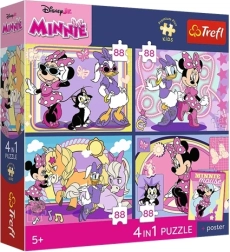 Trefl Disney Minnie Mouse sestavljanka 4 v 1 (4×88 kosov) Čarobni trenutki + zbirateljski plakat