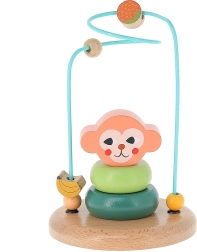 Barvita lesena motorična labirintna igra z opičko