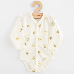 Dojenjski celo-odpenjajoči bodi iz organskega bombaža NEW BABY Olive, dolg rokav