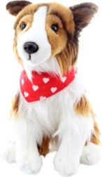 Plišasta igrača dolgodlaka škotska ovčarka z robcem