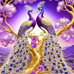 Diamantno slikanje Pava na veji 30x40 cm