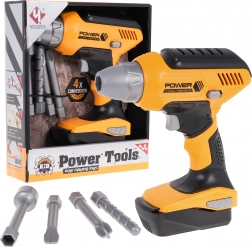 Interaktivni otroški vrtalnik 3+ rumen s 4 zamenljivimi nastavki in odstranljivo baterijo