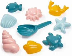 Set peščenih modelčkov z morskimi motivi in lopatka v obliki školjke