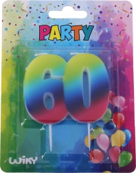 Rojstnodnevna svečka številka 60 mavrična