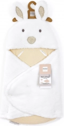 doudou plišasta bela odejica s kapuco Happy Wild 70 cm