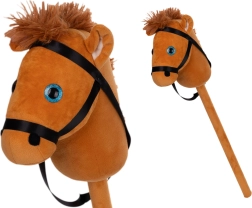 Plush stick horse 75 cm, brown
