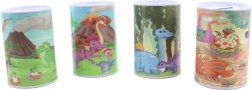 Kovinska hranilnica z motivom dinozavrov