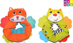 Tekstilna zapestna ropotuljica s grizali MAAMAA, mucka 12 cm