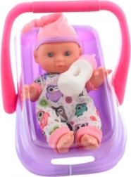 Punčka dojenček v avtosedežu 22 cm s stekleničko