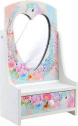 Lesena škatlica za nakit s srčnim ogledalcEM Samorog