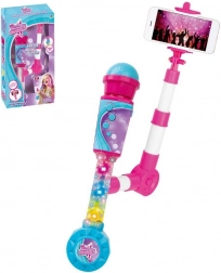 Mikrofon na baterije s svetlobnimi učinki in selfie palico