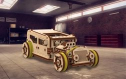 lesene 3D sestavljanke WOODEN CITY hot rod – mehanski model 141 delov