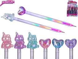 Glamour multicolour pen with heart and unicorn motifs
