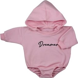 Dojenjski baggy body s kapuco Koala Dreamer – rožnat