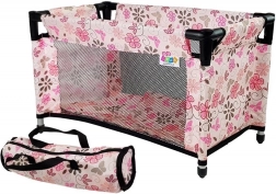 Posteljica za punčke Alice rožnata s cvetlicami