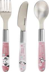 Kovinski otroški pribor EXOTIC ANIMALS, 3 kosi, roza