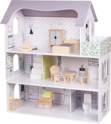 Wooden dollhouse rose montessori baby mix
