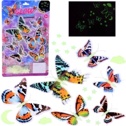 Fluorescentne nalepke metulji in svetleče zvezde za steno