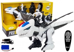 Interaktivni robotski tiranozaver bele barve