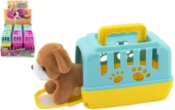 Plišasti kužek v prenosnem boksu