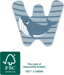 leseno črko W z motivom kita