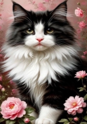 Diamantno slikanje črno-bela mačka 30 × 40 cm