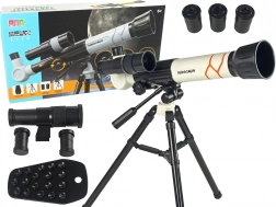 Izobraževalni znanstveni teleskop z držalom za telefon bel