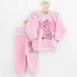 Dojenčki komplet majica in hlačke NEW BABY Happy Elephant roza 62 (3–6 m)