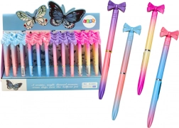 kroglični svinčnik z mašnico, barvni, moder črnilo 0,7 mm