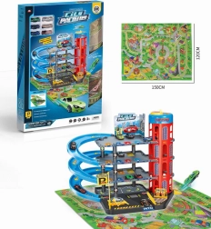 Večnivojsko parkirišče z dvigalom, cestno podlogo in dodatki