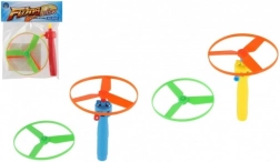 Izstreljevalni rotorčki z zaganjalnikom, plastika, premer 9 cm, 2 barvi