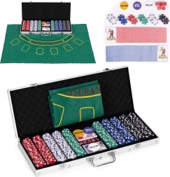 Poker in Blackjack set – 500 žetonov, 2 kompleta kart, kocke, igralna podloga, zaklenljiv kovček