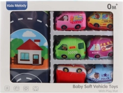 Otroški prometni komplet z blag preprogo in 6 vozili