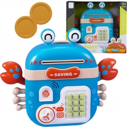 Elektronski hranilnik v obliki raka s sefom na PIN – WOOPIE, moder