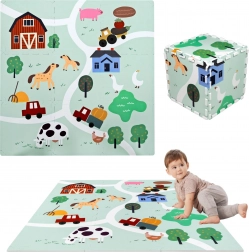 Pena podloga za igro 90 × 90 cm – močne EVA puzzle, 9 delov, kmetija HUMBI