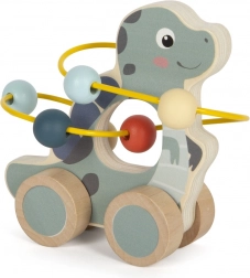 Leseni dinozaver s krogličnim labirintom na kolesih