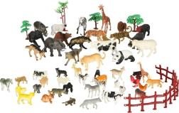 Komplet živalskih figur za živalski vrt in kmetijo, 59 kosov v škatli
