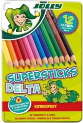 Trikotne barvice DELTA, 12 barv, v kovinski škatlici