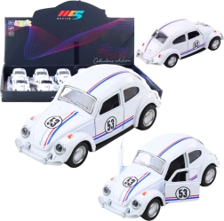 Kovinski klasični hrošč 1:32 s pull-back pogonom in odpirajočimi vrati – bel