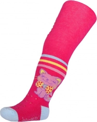 bombažne nogavice hlače New Baby s protidrsnim happy cat rožnate 104