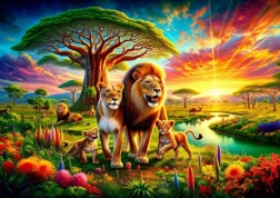 Sestavljanka z motivom leve družine, 200 koščkov