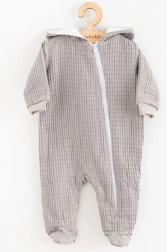 Otroški muslinasti pajac s kapuco New Baby Comfort Clothes siv 80 (9–12 mesecev)