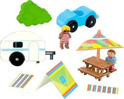 Jeujura lesene figurice za sestavljanke Počitnice v kampu