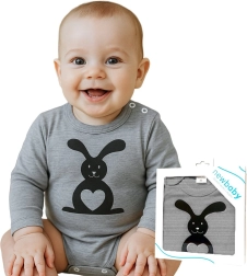 Dojenjsko bodi z dolgimi rokavi NEW BABY Živalca Zajček, sivo