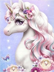 Norimpex Paint by Numbers Beautiful Unicorn with Flowers 40 × 50 cm