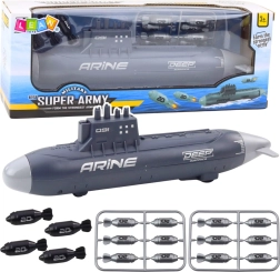 Podmornica s torpedi in trenjskim pogonom temno siva 28 cm