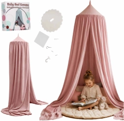 Dětský závěsný baldachýn nad postel boho světle růžový