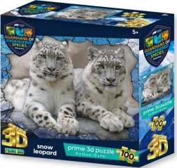 PRIME 3D sestavljanka Animal Planet: Ogrožene vrste - Snežni leopardi 3D 100 koščkov