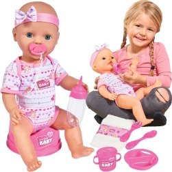 Simba New Born Baby funkcijska punčka 43 cm z nočno kahlico in dodatki